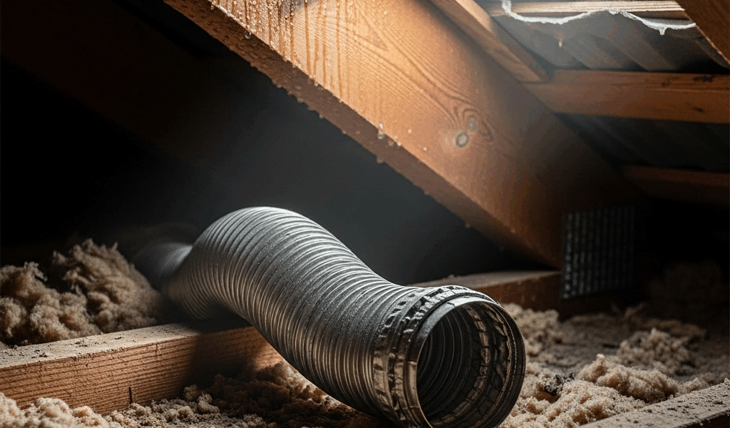 Bathroom Fan Vent Hose Disconnected in Attic Fix