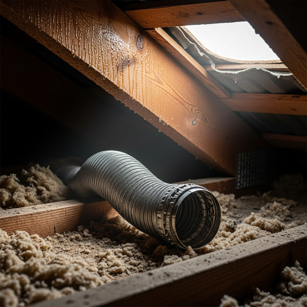 Bathroom Fan Vent Hose Disconnected in Attic Fix