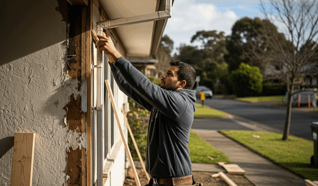 home exterior trim repair renovation, carpenter installing
