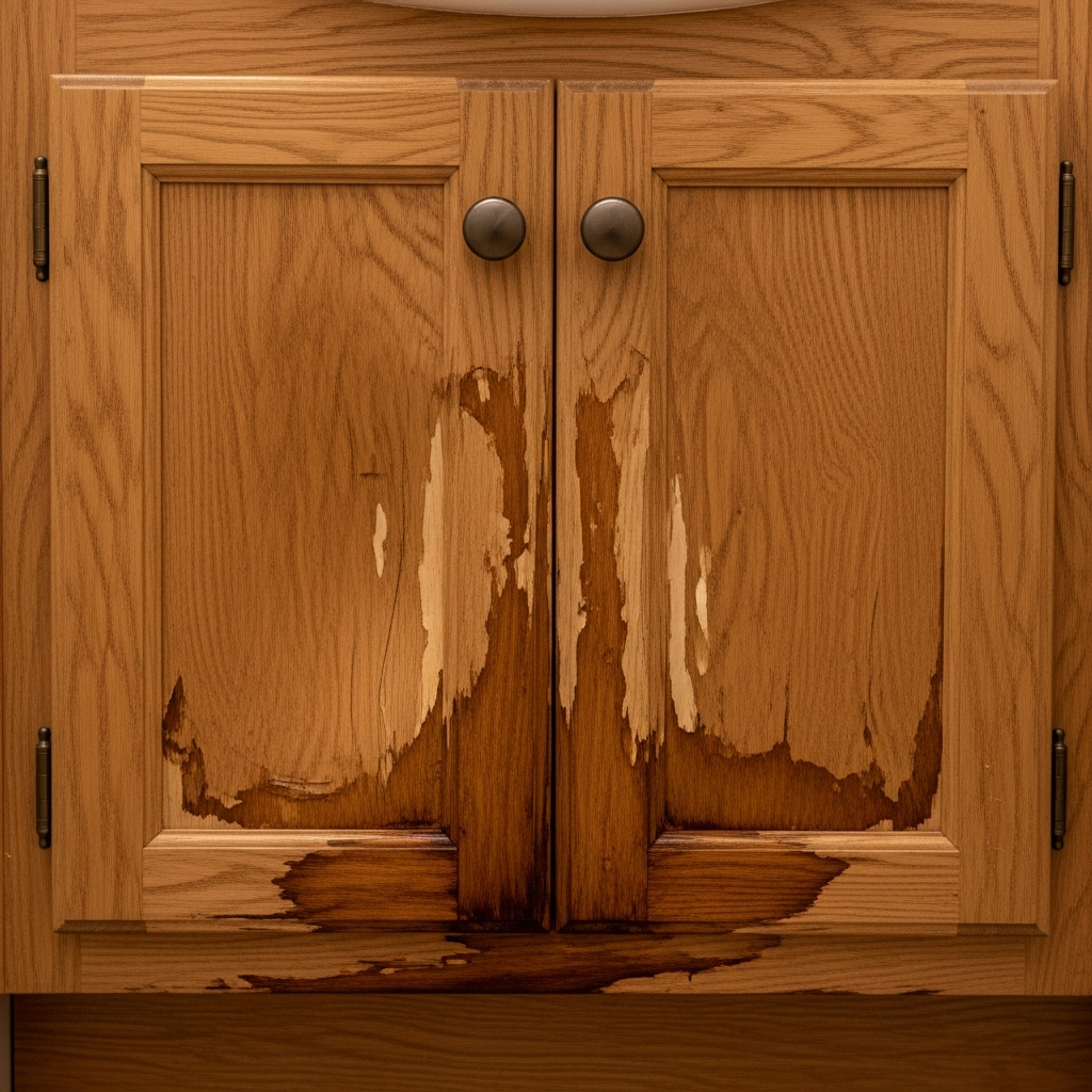 Bathroom Vanity Cabinet Swelling From Water Damage Fix