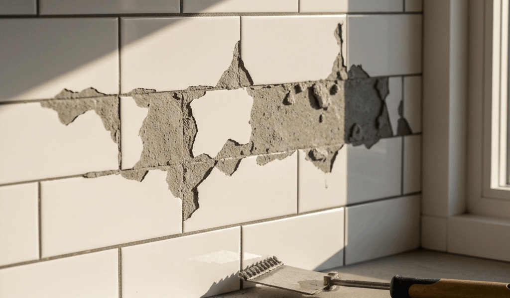 Kitchen Backsplash Grout Crumbling Between Tiles Fix