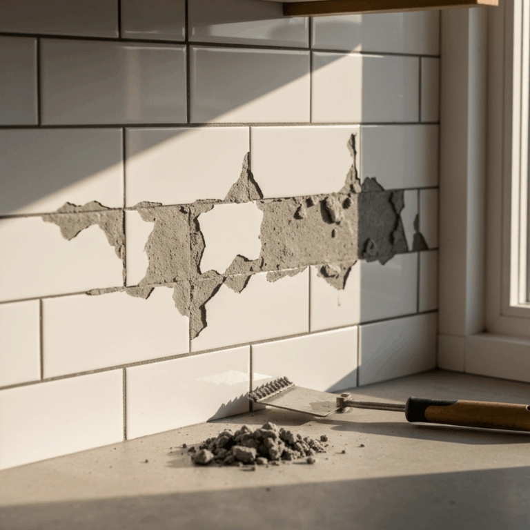 Kitchen Backsplash Grout Crumbling Between Tiles Fix