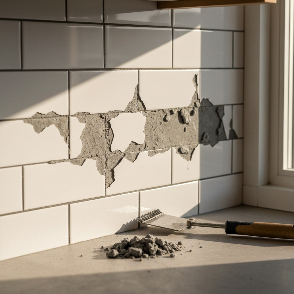 Kitchen Backsplash Grout Crumbling Between Tiles Fix